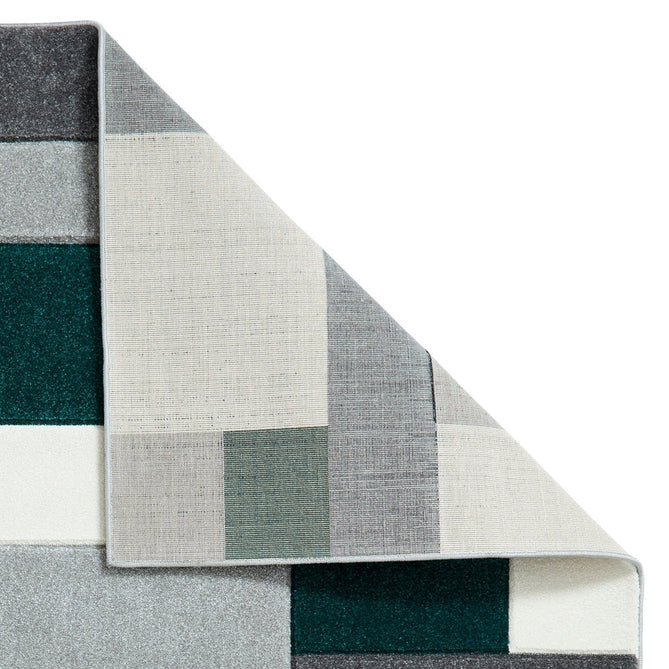 Matrix MT61 Modern Geometric Blocks Carved Soft Textured Easy-Care Durable Polypropylene Short Pile Grey/Green/Cream Rug-Think Rugs-Rug Love - The Most Loved Rug Store