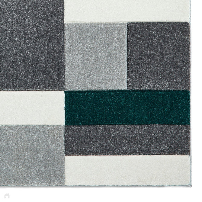 Matrix MT61 Modern Geometric Blocks Carved Soft Textured Easy-Care Durable Polypropylene Short Pile Grey/Green/Cream Rug-Think Rugs-Rug Love - The Most Loved Rug Store