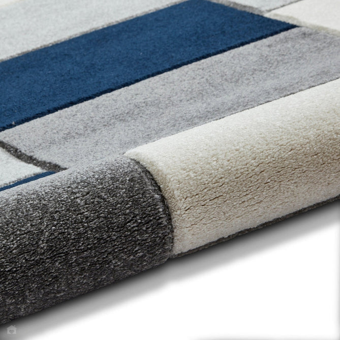 Matrix MT61 Modern Geometric Blocks Carved Soft Textured Easy-Care Durable Polypropylene Short Pile Grey/Navy/Cream Rug-Think Rugs-Rug Love - The Most Loved Rug Store