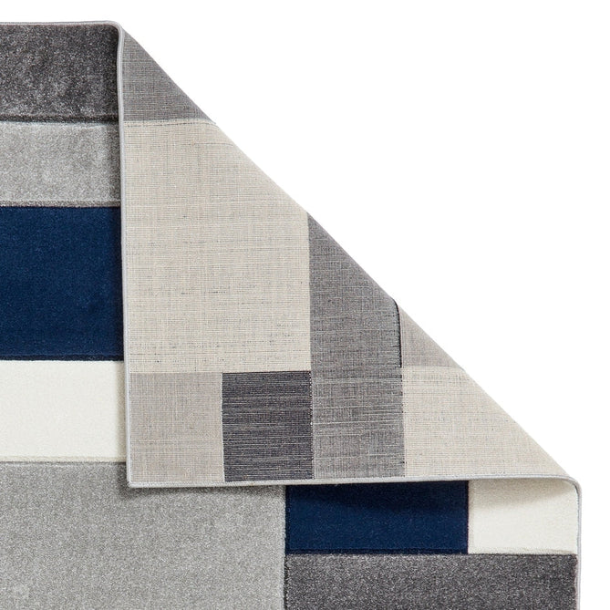 Matrix MT61 Modern Geometric Blocks Carved Soft Textured Easy-Care Durable Polypropylene Short Pile Grey/Navy/Cream Rug-Think Rugs-Rug Love - The Most Loved Rug Store