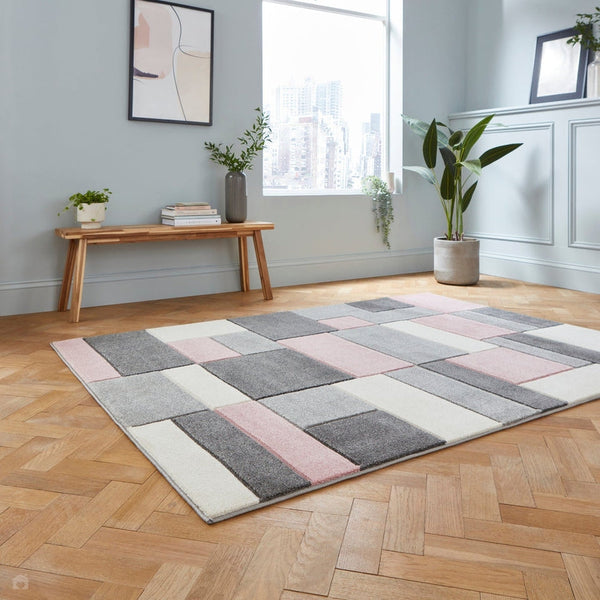 Matrix MT61 Grey/Rose Rug 080 x 150 cm Lowest Price £59.00 | Rug Love