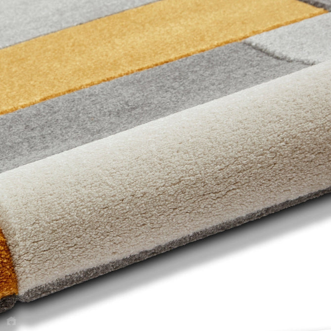 Matrix MT61 Modern Geometric Blocks Carved Soft Textured Easy-Care Durable Polypropylene Short Pile Grey/Yellow/Cream Rug-Think Rugs-Rug Love - The Most Loved Rug Store