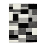 Matrix MT61 Modern Geometric Blocks Soft Hand-Carved Grey/Black/Cream Rug