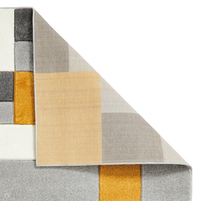 Matrix MT61 Modern Geometric Blocks Soft Hand-Carved Grey/Yellow/Cream Rug-Think Rugs-Rug Love - The Most Loved Rug Store