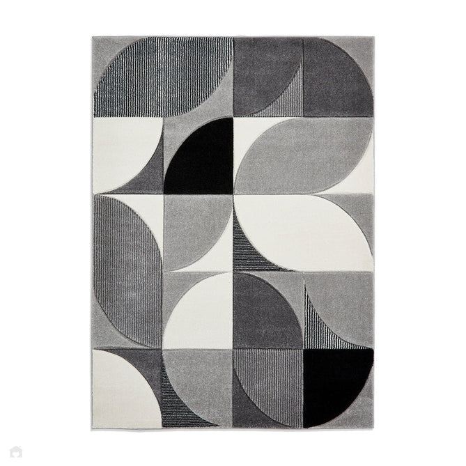 Matrix MT63 Modern Geometric Carved Soft Textured Easy-Care Durable Polypropylene Short Pile Cream/Grey/Black Rug-Think Rugs-Rug Love - The Most Loved Rug Store