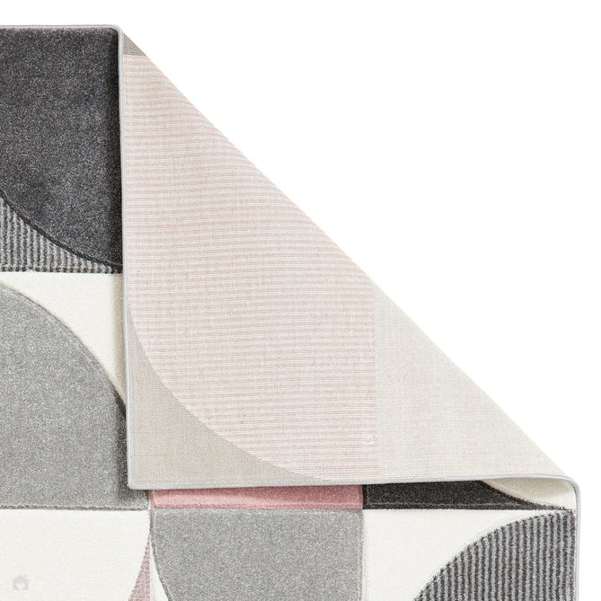 Matrix MT63 Modern Geometric Carved Soft Textured Easy-Care Durable Polypropylene Short Pile Cream/Grey/Rose Rug-Think Rugs-Rug Love - The Most Loved Rug Store