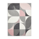 Matrix MT63 Modern Geometric Carved Soft Textured Easy-Care Durable Polypropylene Short Pile Cream/Grey/Rose Rug