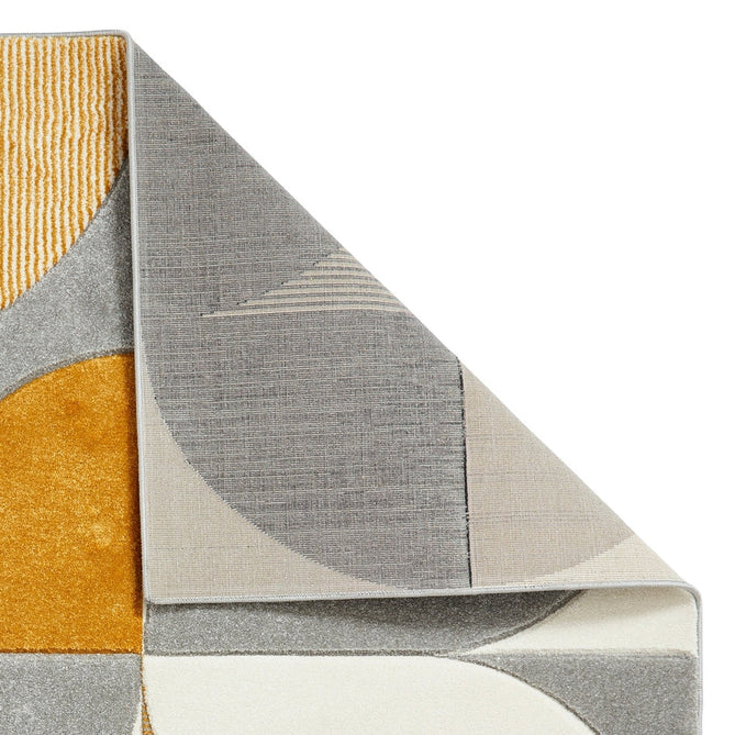 Matrix MT63 Modern Geometric Carved Soft Textured Easy-Care Durable Polypropylene Short Pile Cream/Grey/Yellow Rug-Think Rugs-Rug Love - The Most Loved Rug Store