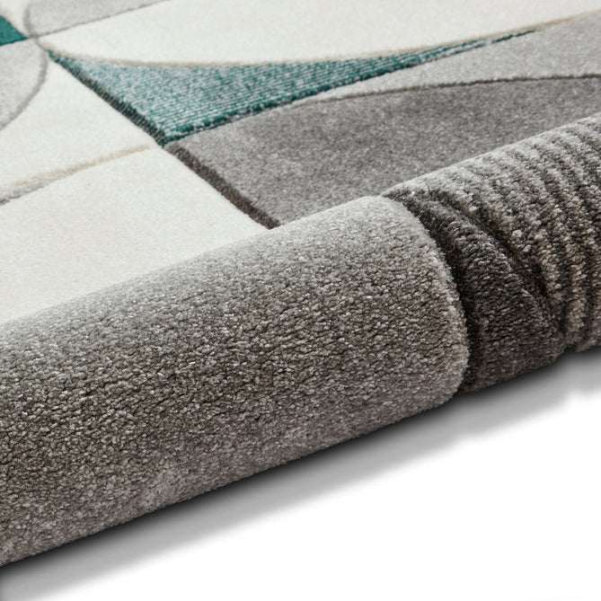 Matrix MT63 Modern Geometric Carved Soft Textured Easy-Care Durable Polypropylene Short Pile Grey/Green/Cream Rug-Think Rugs-Rug Love - The Most Loved Rug Store