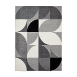 Matrix MT63 Modern Geometric Soft Hand-Carved Grey/Black/Cream Rug