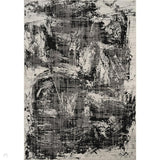 Mayfair Canvas MAY02 Modern Abstract Distressed Metallic Shimmer Soft Velvety Touch Textured Polyester Low Profile Short Pile Black Black Rug