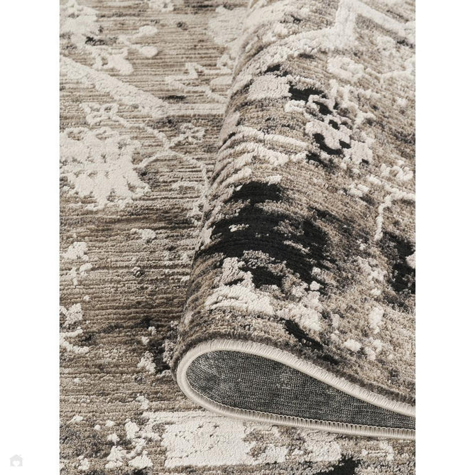 Mayfair Flora MAY04 Modern Abstract Distressed Metallic Shimmer Soft Velvety Touch Textured Polyester Low Profile Short Pile Warm Taupe/Stone Grey/Ivory/Charcoal Black/Ash Beige Rug-Desire Rugs-Rug Love - The Most Loved Rug Store