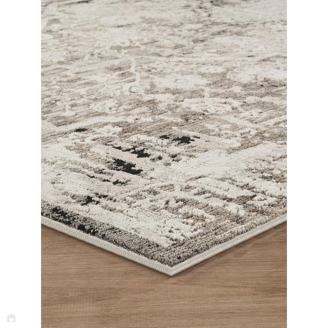 Mayfair Flora MAY04 Modern Abstract Distressed Metallic Shimmer Soft Velvety Touch Textured Polyester Low Profile Short Pile Warm Taupe/Stone Grey/Ivory/Charcoal Black/Ash Beige Rug-Desire Rugs-Rug Love - The Most Loved Rug Store