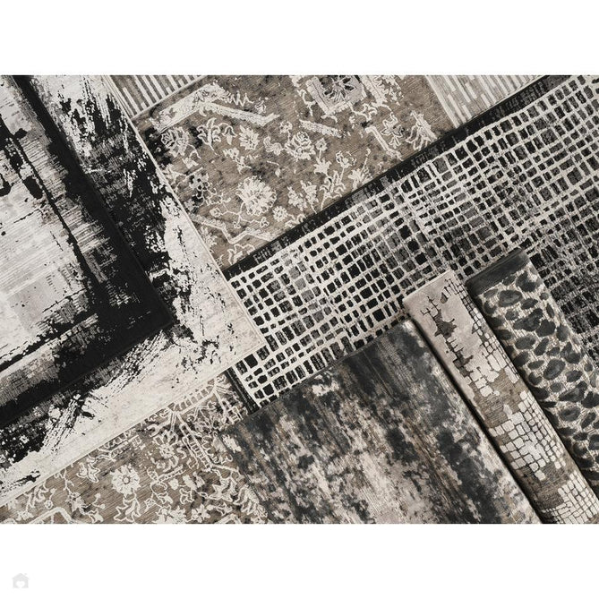 Mayfair Flora MAY04 Modern Vintage Medallion Distressed Metallic Shimmer Soft Velvety Touch Textured Polyester Low Profile Short Pile Warm Taupe/Stone Grey/Ivory/Charcoal Black/Ash Beige Rug-Desire Rugs-Rug Love - The Most Loved Rug Store