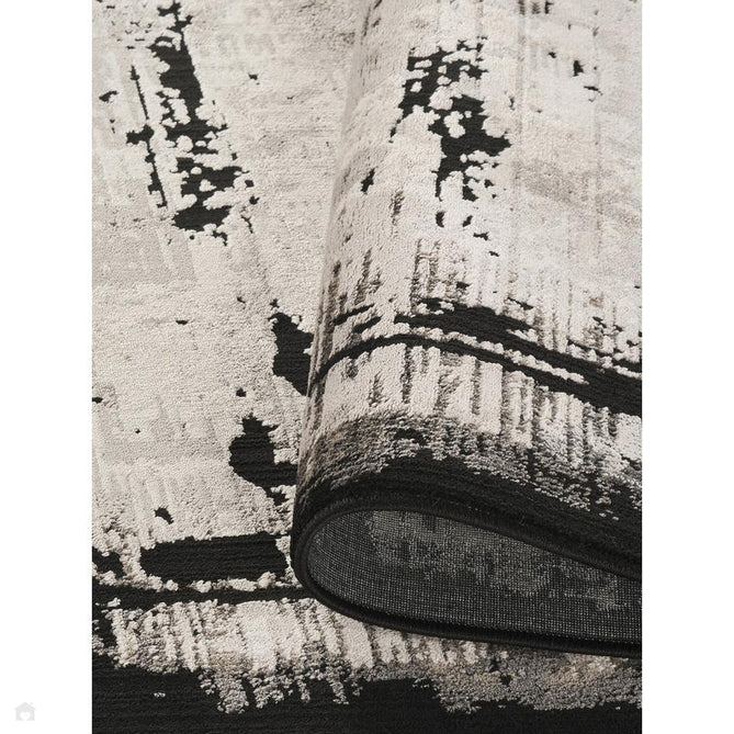 Mayfair Frame MAY05 Modern Abstract Distressed Metallic Shimmer Soft Velvety Touch Textured Polyester Low Profile Short Pile Ivory/Ash Grey/Charcoal Grey/Jet Black/Stone Beige Rug-Desire Rugs-Rug Love - The Most Loved Rug Store