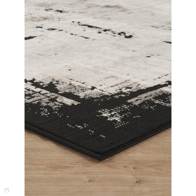 Mayfair Frame MAY05 Modern Abstract Distressed Metallic Shimmer Soft Velvety Touch Textured Polyester Low Profile Short Pile Ivory/Ash Grey/Charcoal Grey/Jet Black/Stone Beige Rug-Desire Rugs-Rug Love - The Most Loved Rug Store