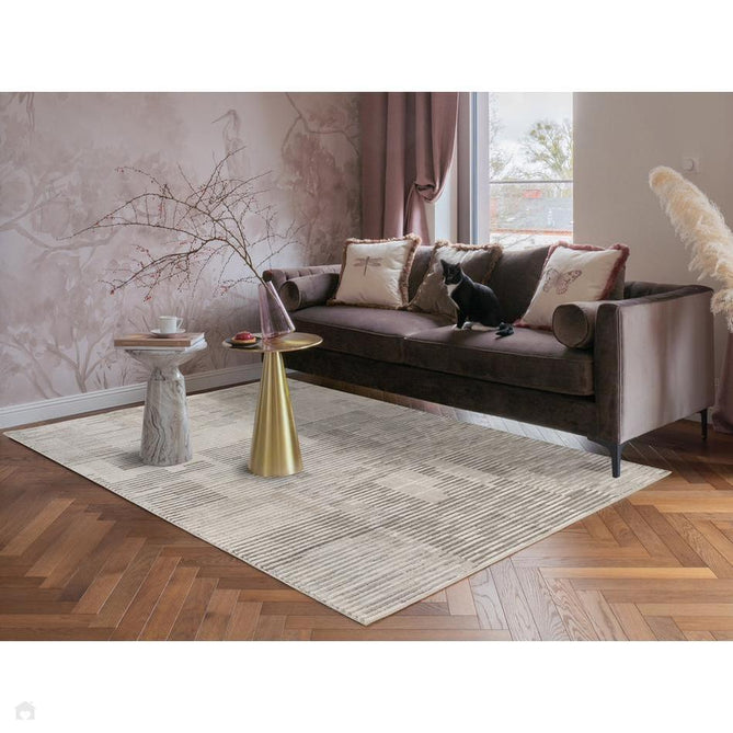 Mayfair Matrix MAY06 Modern Abstract Distressed Metallic Shimmer Soft Velvety Touch Textured Polyester Low Profile Short Pile Stone Beige/Ivory/Ash Grey/Taupe Brown/Charcoal Grey Rug-Desire Rugs-Rug Love - The Most Loved Rug Store