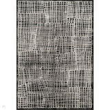 Mayfair Mesh MAY07 Modern Abstract Distressed Metallic Shimmer Soft Velvety Touch Textured Polyester Low Profile Short Pile Black Rug