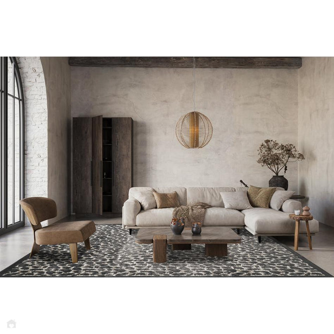 Mayfair Savanna MAY08 Modern Leopard Print Metallic Shimmer Soft Velvety Touch Textured Polyester Low Profile Short Pile Ivory/Taupe/Charcoal/Black Rug-Desire Rugs-Rug Love - The Most Loved Rug Store