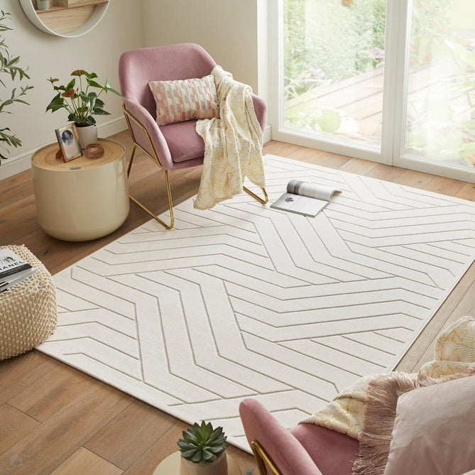 Maze MAZ101 Modern Geometric Metallic Shimmer Carved Hi-Lo Soft-Touch Polyester Low Profile Short Pile Soft Ivory Rug-Concept Looms-Rug Love - The Most Loved Rug Store