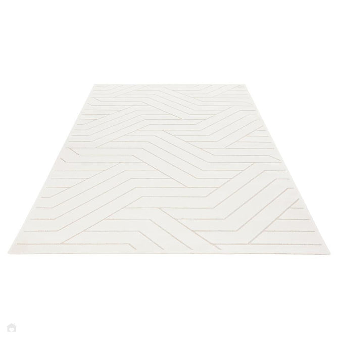 Maze MAZ101 Modern Geometric Metallic Shimmer Carved Hi-Lo Soft-Touch Polyester Low Profile Short Pile Soft Ivory Rug-Concept Looms-Rug Love - The Most Loved Rug Store