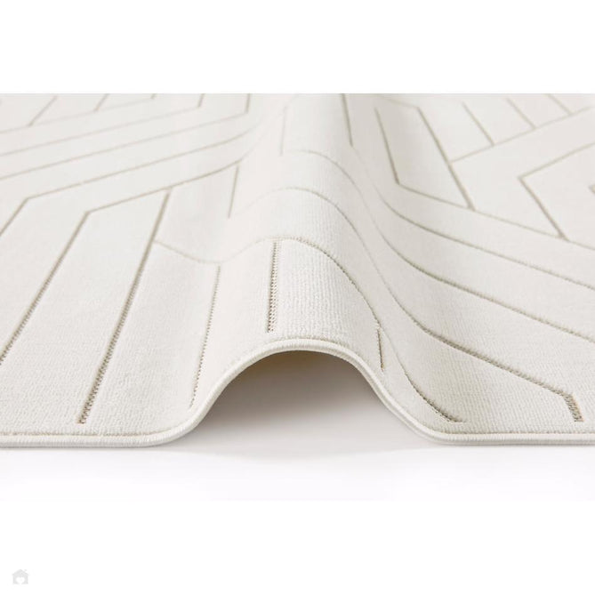 Maze MAZ101 Modern Geometric Metallic Shimmer Carved Hi-Lo Soft-Touch Polyester Low Profile Short Pile Soft Ivory Rug-Concept Looms-Rug Love - The Most Loved Rug Store