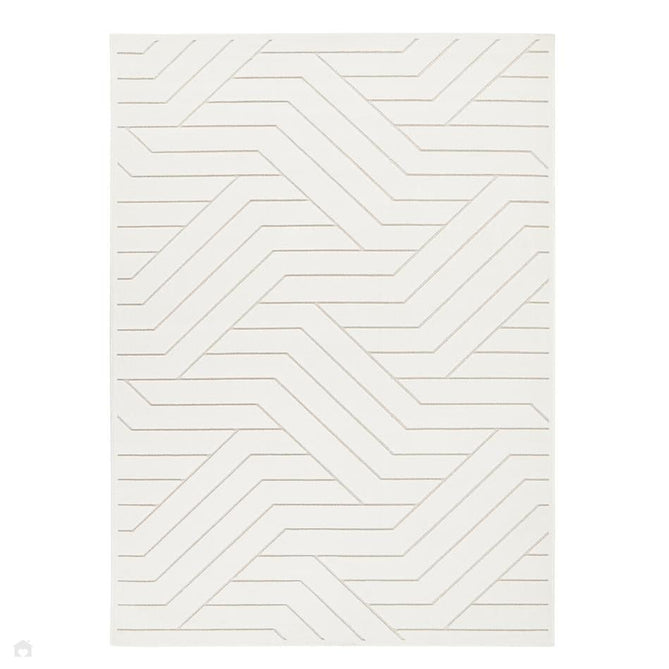 Maze MAZ101 Modern Geometric Metallic Shimmer Carved Hi-Lo Soft-Touch Polyester Low Profile Short Pile Soft Ivory Rug-Concept Looms-Rug Love - The Most Loved Rug Store