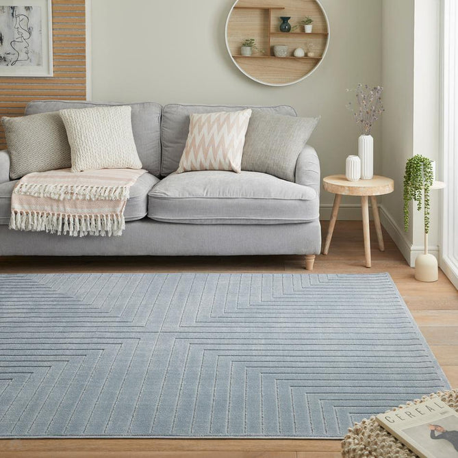 Maze MAZ104 Modern Geometric Metallic Shimmer Carved Hi-Lo Soft-Touch Polyester Low Profile Short Pile Misty Steel Blue Rug-Concept Looms-Rug Love - The Most Loved Rug Store