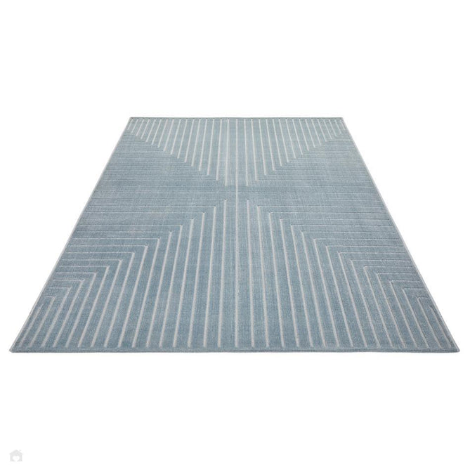 Maze MAZ104 Modern Geometric Metallic Shimmer Carved Hi-Lo Soft-Touch Polyester Low Profile Short Pile Misty Steel Blue Rug-Concept Looms-Rug Love - The Most Loved Rug Store