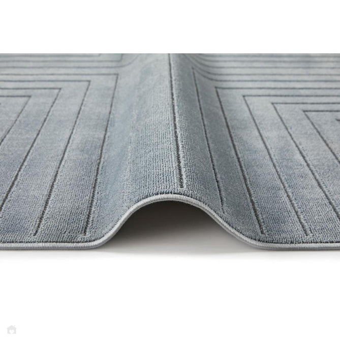 Maze MAZ104 Modern Geometric Metallic Shimmer Carved Hi-Lo Soft-Touch Polyester Low Profile Short Pile Misty Steel Blue Rug-Concept Looms-Rug Love - The Most Loved Rug Store