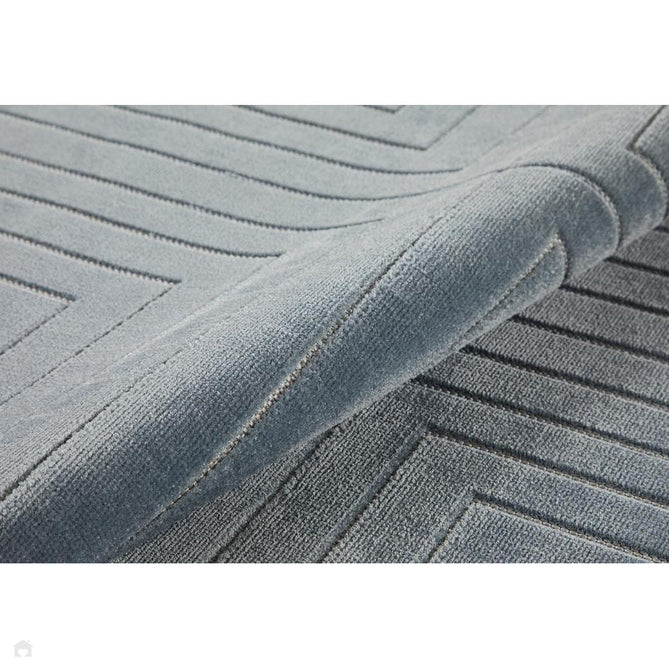 Maze MAZ104 Modern Geometric Metallic Shimmer Carved Hi-Lo Soft-Touch Polyester Low Profile Short Pile Misty Steel Blue Rug-Concept Looms-Rug Love - The Most Loved Rug Store