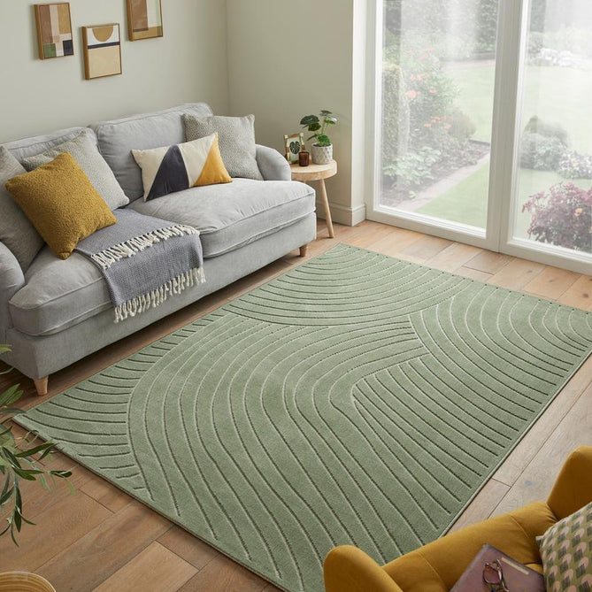 Maze MAZ105 Modern Geometric Metallic Shimmer Carved Hi-Lo Soft-Touch Polyester Low Profile Short Pile Moss Green Rug-Concept Looms-Rug Love - The Most Loved Rug Store
