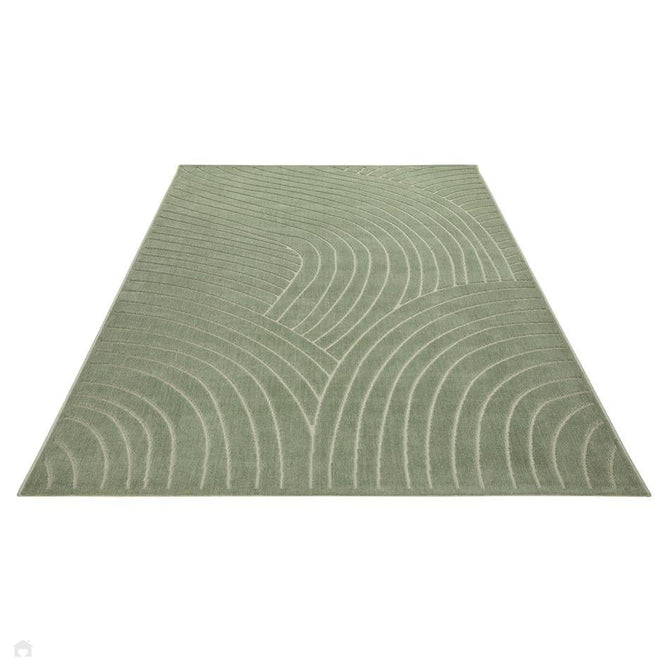 Maze MAZ105 Modern Geometric Metallic Shimmer Carved Hi-Lo Soft-Touch Polyester Low Profile Short Pile Moss Green Rug-Concept Looms-Rug Love - The Most Loved Rug Store