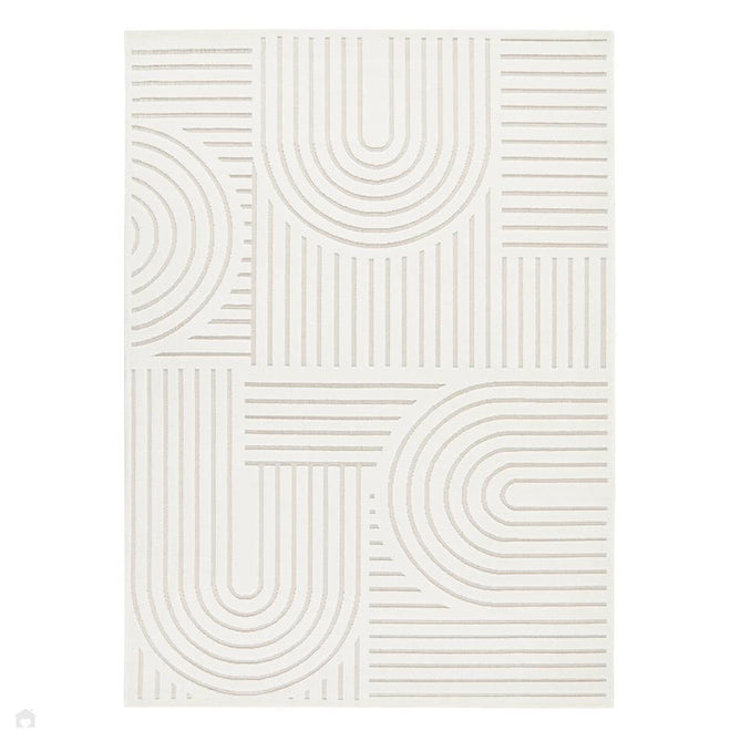 Maze MAZ106 Modern Geometric Metallic Shimmer Carved Hi-Lo Soft-Touch Polyester Low Profile Short Pile Warm Ivory Rug-Concept Looms-Rug Love - The Most Loved Rug Store