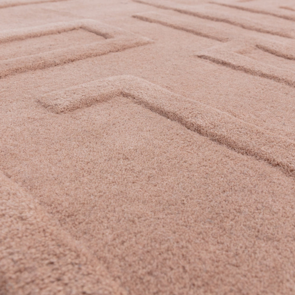 On Sale Maze Modern Geometric Hand-Carved Hi-Low Textured Wool Blush ...