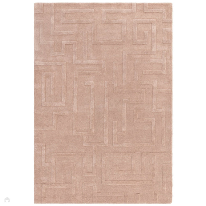 Maze Modern Geometric Hand-Carved Hi-Low Textured Wool Blush Rug-Asiatic Carpets-Rug Love - The Most Loved Rug Store