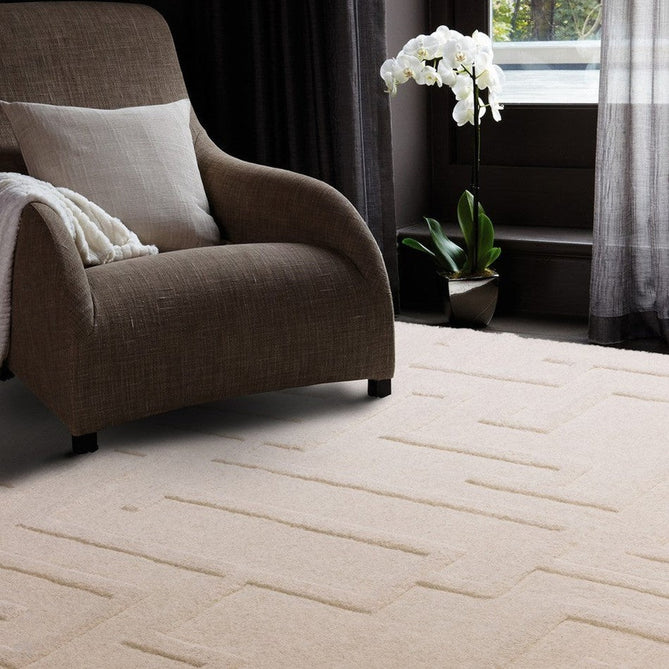 Maze Modern Geometric Hand-Carved Hi-Low Textured Wool Cream Rug-Asiatic Carpets-Rug Love - The Most Loved Rug Store