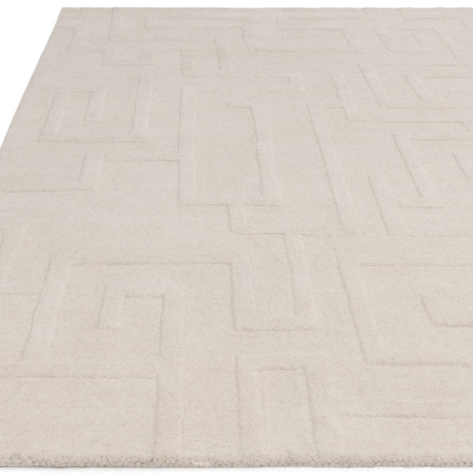 Maze Modern Geometric Hand-Carved Hi-Low Textured Wool Cream Rug-Asiatic Carpets-Rug Love - The Most Loved Rug Store