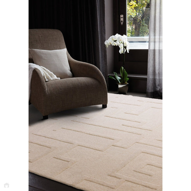 Maze Modern Geometric Hand-Carved Hi-Low Textured Wool Cream Rug-Asiatic Carpets-Rug Love - The Most Loved Rug Store