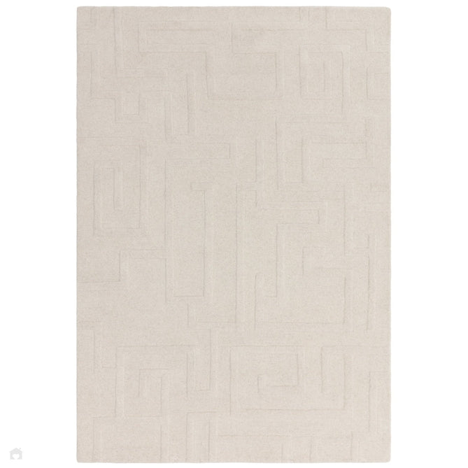 Maze Modern Geometric Hand-Carved Hi-Low Textured Wool Cream Rug-Asiatic Carpets-Rug Love - The Most Loved Rug Store