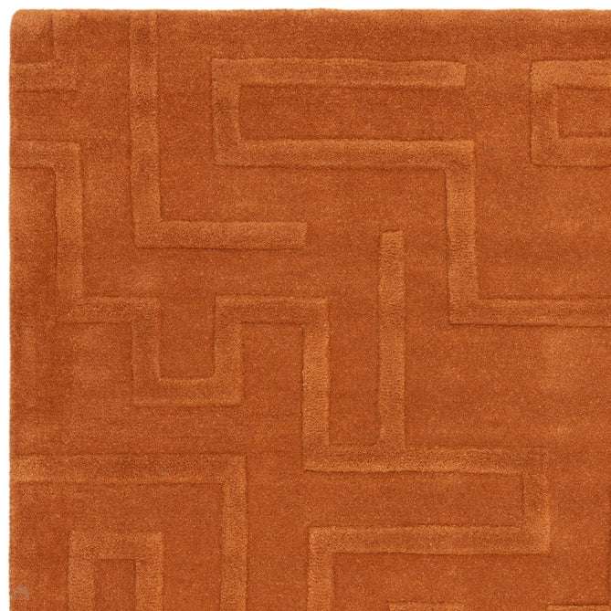 Maze Modern Geometric Hand-Carved Hi-Low Textured Wool Rust Rug-Asiatic Carpets-Rug Love - The Most Loved Rug Store