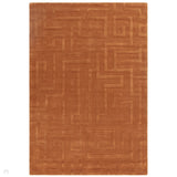Maze Modern Geometric Hand-Carved Hi-Low Textured Wool Rust Rug