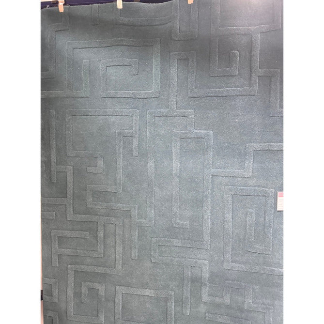 Maze Modern Geometric Hand-Carved Hi-Low Textured Wool Teal Blue Rug-Asiatic Carpets-Rug Love - The Most Loved Rug Store
