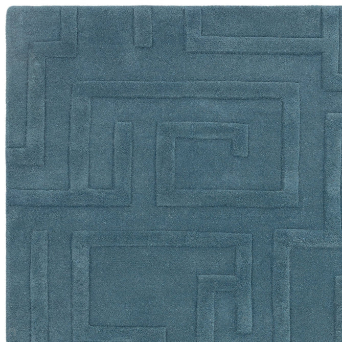 Maze Modern Geometric Hand-Carved Hi-Low Textured Wool Teal Blue Rug-Asiatic Carpets-Rug Love - The Most Loved Rug Store