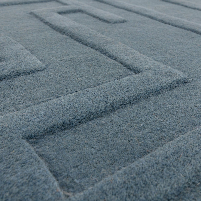 Maze Modern Geometric Hand-Carved Hi-Low Textured Wool Teal Blue Rug-Asiatic Carpets-Rug Love - The Most Loved Rug Store
