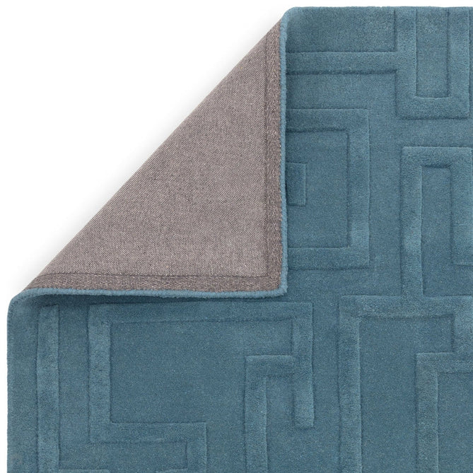 Maze Modern Geometric Hand-Carved Hi-Low Textured Wool Teal Blue Rug-Asiatic Carpets-Rug Love - The Most Loved Rug Store