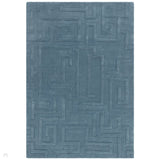 Maze Modern Geometric Hand-Carved Hi-Low Textured Wool Teal Rug