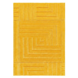 Maze Modern Geometric Plain Linear Hand Carved Wool 3D Hi-Low Ridged Ochre Rug