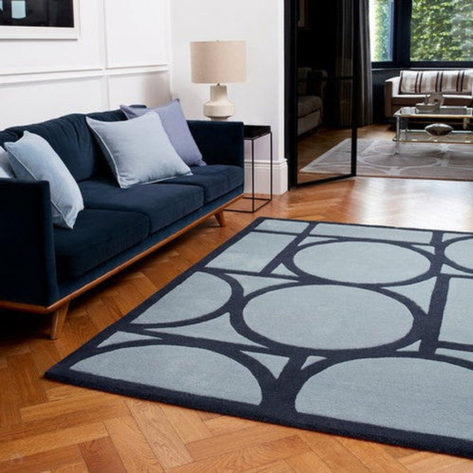 Metro Modern Geometric Hand-Carved Hi-Low Wool Powder Blue/Navy Rug-Asiatic Carpets-Rug Love - The Most Loved Rug Store