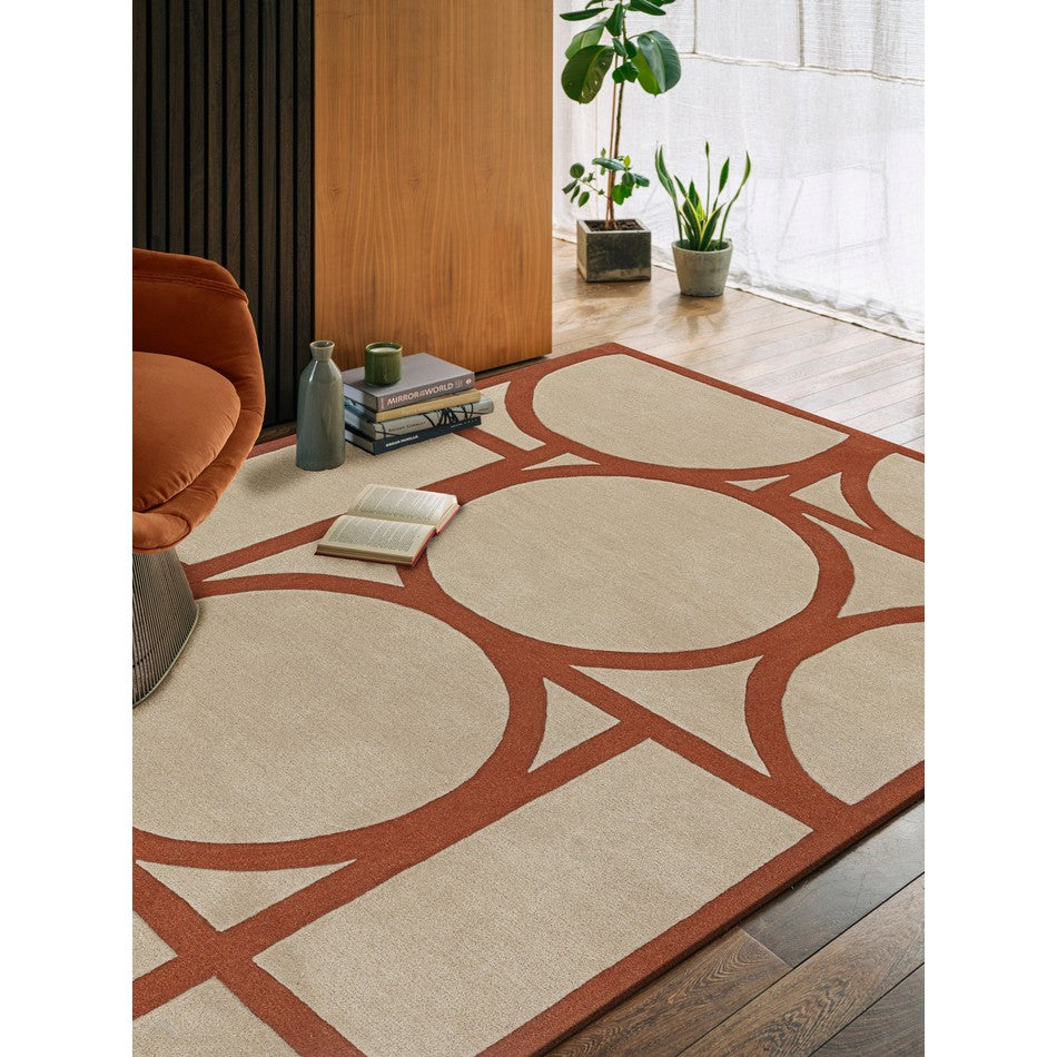 On Sale Metro Modern Geometric Hand-Carved Hi-Low Wool Rust Rug Lowest ...